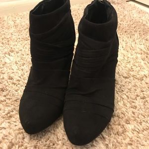 GUESS Black Suede Heeled Booties